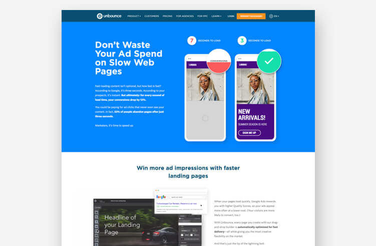 landing page unbounce exemple