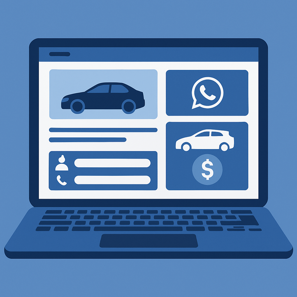 Profissional analisando métricas digitais em laptop no setor automotivo, representando desempenho em concessionárias.