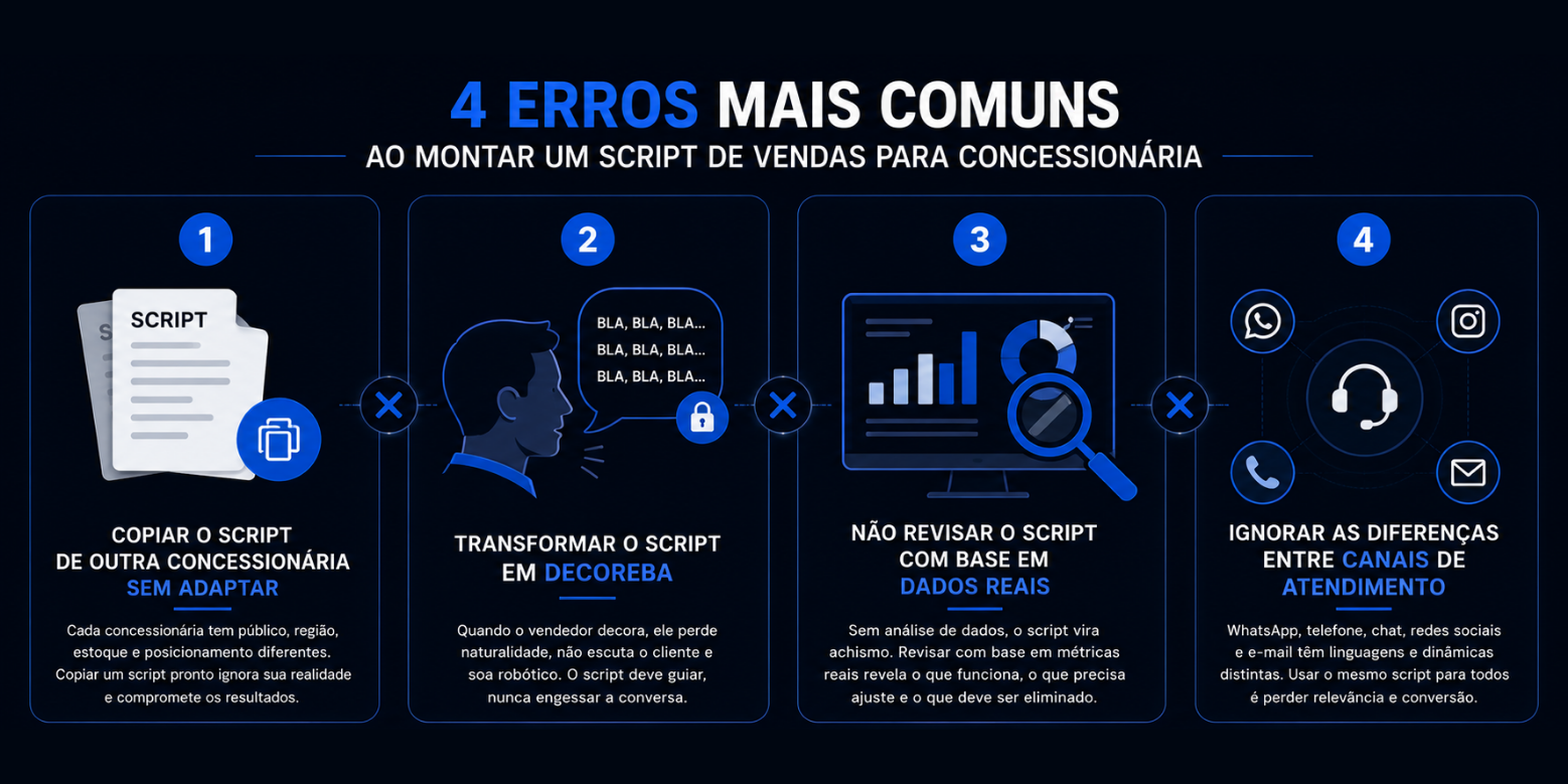 4 erros mais comuns ao montar um script de vendas para concessionária